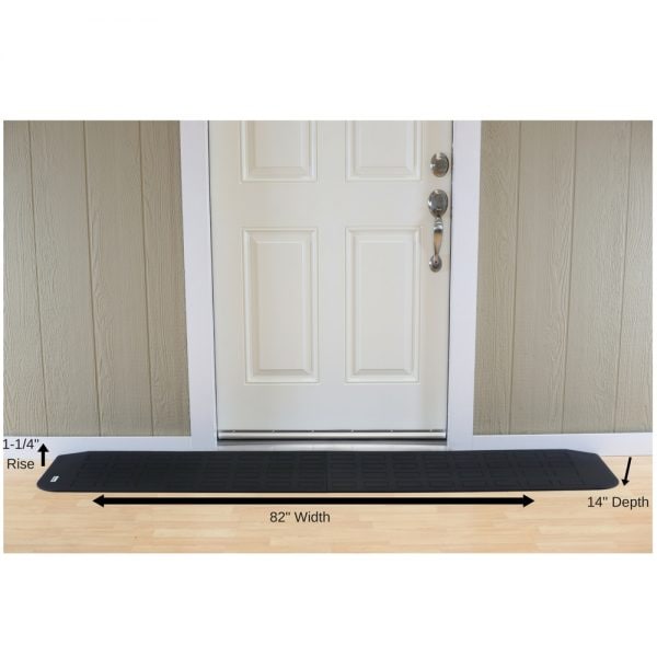 ADA Compliant Rubber Threshold Ramp: 1-1/4" Rise x  82" Wide x 14" Depth - 2 pc assembly